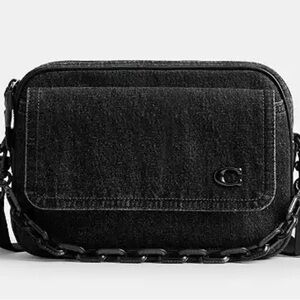 Coach Black Denim Messenger Bag CAK24!